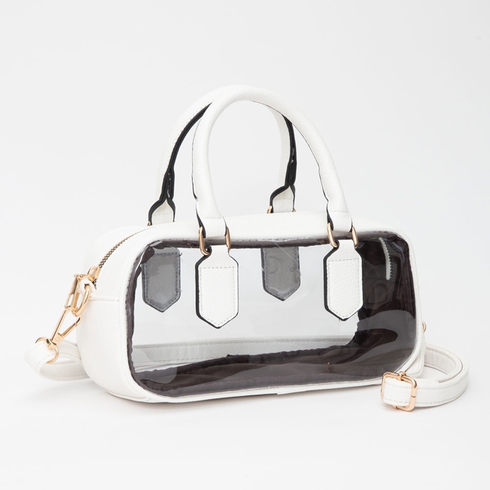White Handle Structured Transparent Clear Handbag… - image 1